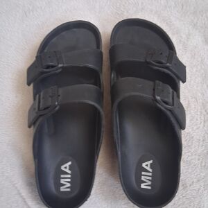 MIA Black Double Strap Sandals
